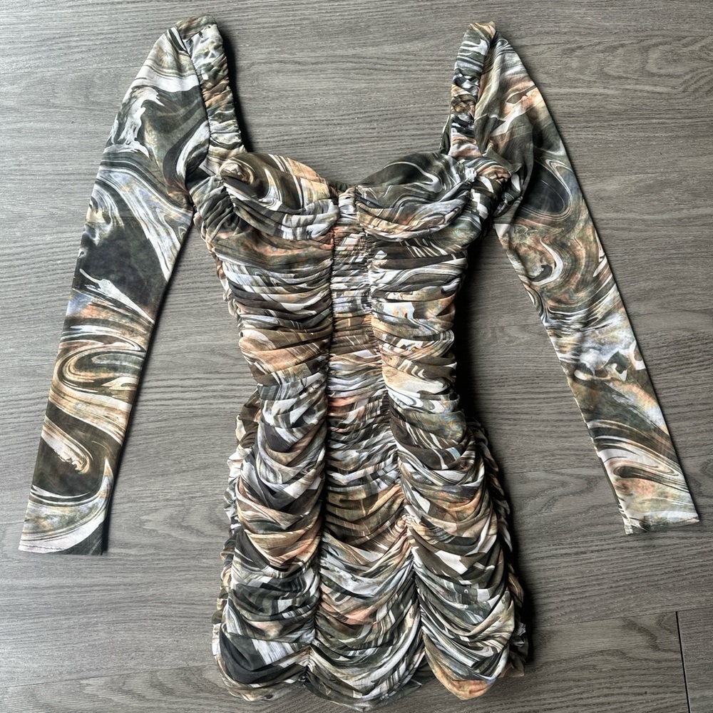 Zara - Elegant Multicolor Ruched Dress